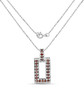full view of red diamond rectangle pendant necklace in rhodium over sterling silver