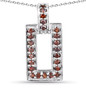 red diamond rectangle pendant necklace in rhodium over sterling silver
