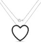 black diamond heart shaped pendant necklace in rhodium over sterling silver