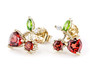 front view of cherry stud earrings in 18k yellow gold over sterling silver