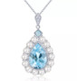 blue topaz and pearl pendant necklace in rhodium over sterling silver