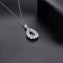 blue topaz and pearl pendant necklace in rhodium over sterling silver