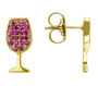 lab ruby wine glass stud earrings in 18k yellow gold over sterling silver