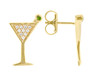 martini glass stud earrings in 18k yellow gold over sterling silver