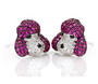 front view of poodle dog stud earrings in rhodium over sterling silver
