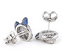 back view of husky dog stud earrings in rhodium over sterling silver