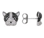 boston terrier dog stud earrings in rhodium over sterling silver