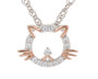 cat head pendant necklace in 18k rose gold and rhodium over sterling silver