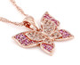 side view of lab sapphire butterfly pendant necklace in 18k rose gold over sterling silver