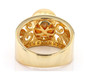 back view of golden south sea pearl and moissanite solitaire band ring in 18k yellow gold over sterling silver