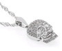 side view of white topaz pendant necklace in rhodium over sterling silver