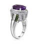 side view of amethyst chrome diopside and white zircon ring in rhodium over sterling silver