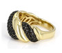 side view of black spinel twisted band ring in 18k yellow gold over sterling silver