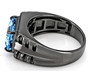 side view of swiss blue topaz and zircon gents ring in black rhodium over sterling silver