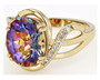 front view of mystic quartz and white zircon ring in 18k yellow gold over sterling silver