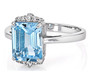 front view of sky blue topaz and white zircon ring in rhodium over sterling silver