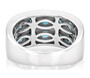 back view of lab blue spinel gents ring in black and white rhodium over sterling silver