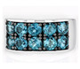 front view of lab blue spinel gents ring in black and white rhodium over sterling silver