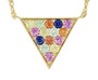 multi color lab sapphire triangle necklace in 18k yellow gold over sterling silver
