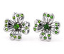 front view of four leaf clover stud earrings in rhodium over sterling silver