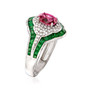 side view of pink sapphire and diamond tsavorite garnet ring in 14k white gold