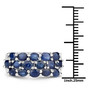 blue sapphire cluster jewelry set in rhodium over sterling silver shown for size comparison