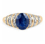 front view of sapphire and diamond ring in solid 14k yellow gold