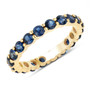 round blue sapphire eternity band ring in solid 14k yellow gold