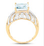 side view of aquamarine two-tone ring in 14k yellow gold and rhodium over sterling silver