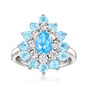swiss blue topaz sky blue topaz and zircon cluster ring in rhodium over sterling silver
