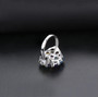 multi gemstone or aquamarine round cluster cocktail ring in rhodium over sterling silver