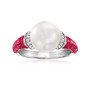 white south sea pearl ruby and diamond solitaire ring in 18k white gold