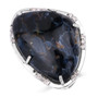 pietersite and diamond accents ring in rhodium over sterling silver