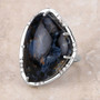 pietersite and diamond accents ring in rhodium over sterling silver shown in a lifestyle photo
