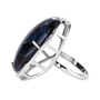 side view of pietersite and diamond accents ring in rhodium over sterling silver