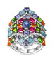 full view of tanzanite and white zircon cluster ring in rhodium over sterling silver