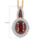 garnet and white zircon pendant necklace in 18k yellow gold over sterling silver shown for size comparison