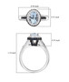 aquamarine blue sapphire and zircon ring in rhodium over sterling silver shown for size comparison
