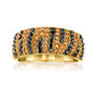 orange sapphire and black spinel tiger print band ring in 18k yellow gold over sterling silver
