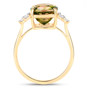 side view of bi color tourmaline and diamond ring in solid 14k yellow gold