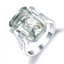 prasiolite and white zircon ring in rhodium over sterling silver