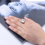 prasiolite and white zircon ring in rhodium over sterling silver