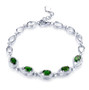 chrome diopside and white zircon bracelet in rhodium over sterling silver
