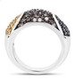 side view of multi color diamond cluster band ring in rhodium over sterling silver