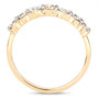 side view of white diamond seven stone band ring in solid 14k yellow gold