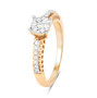 full view of white diamond round cluster wedding ring in solid 14k yellow gold
