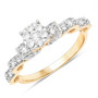 white diamond round cluster wedding ring in two-tone 14k gold