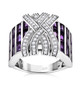 amethyst and white zircon cluster band ring in rhodium over sterling silver