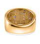 back view of multi color sapphire and moissanite cluster ring in 18k yellow gold over sterling silver