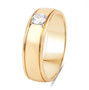 full view of solitaire white diamond mens wedding band ring in solid 14k yellow gold